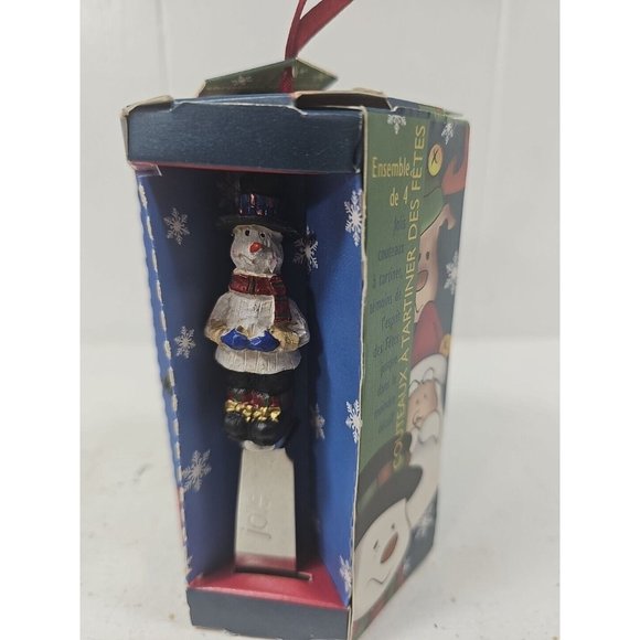 4 Xmas Cheese Spreader Knives Santa Reindeer Snowman Nutcracker Original box - Picture 4 of 7